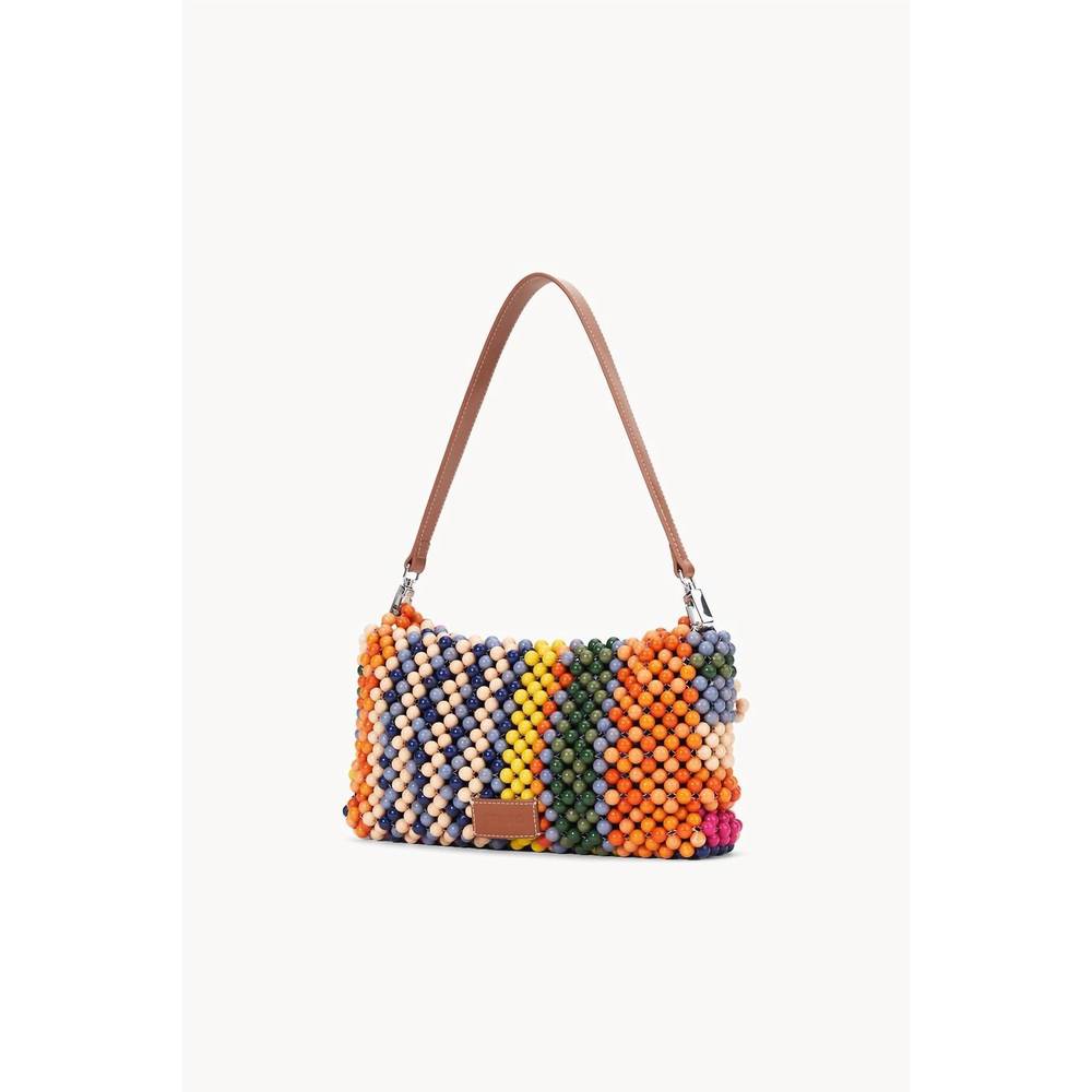 NEW STAUD women's timmy beaded shoulder bag in multi bayadere stripe - Picture 2 of 6